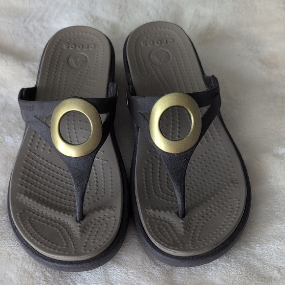 CROCS Shoes - Brown and Gold Sandals